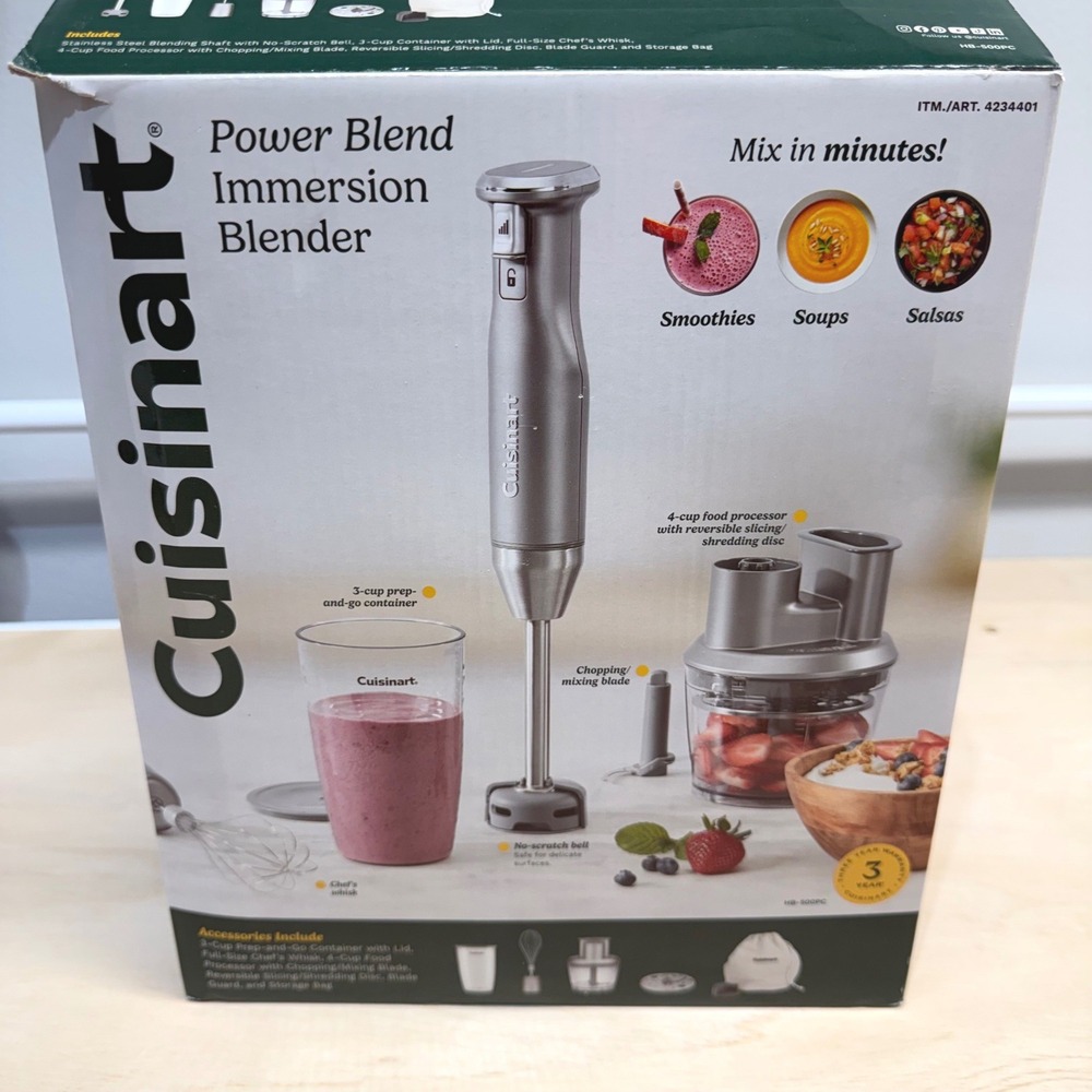 Cuisinart Power Blend Immersion Blender HB-500PC Grey Multi-Attachment Set